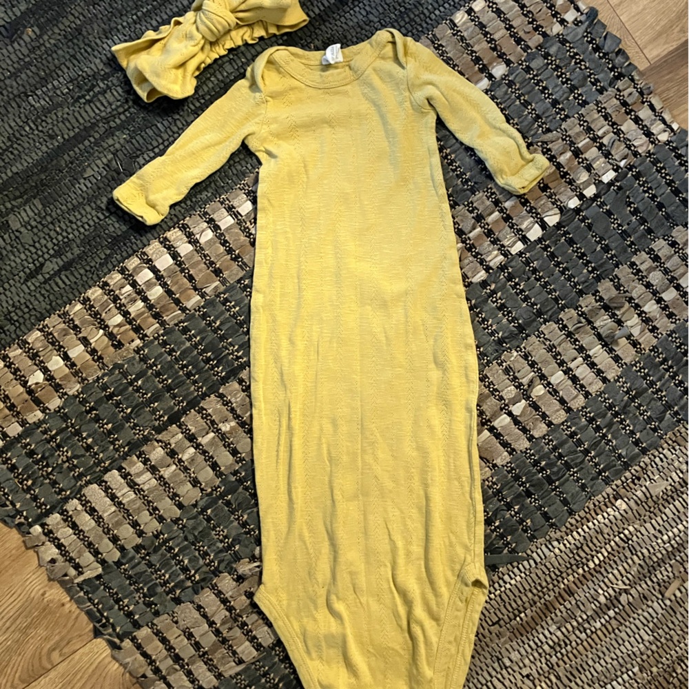 Kate Quinn Pointelle sleep gown knotted sack with bow set